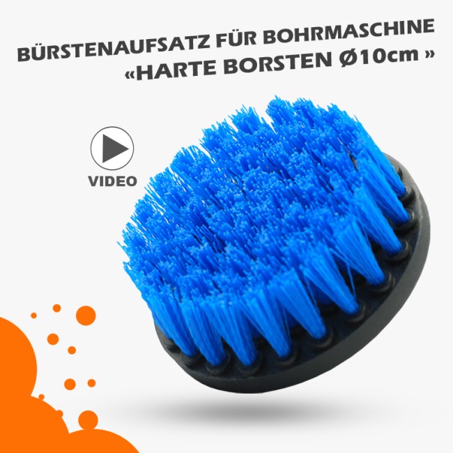 Preview: Bohrmaschine Bürstenaufsatz Harte Borsten Ø10cm