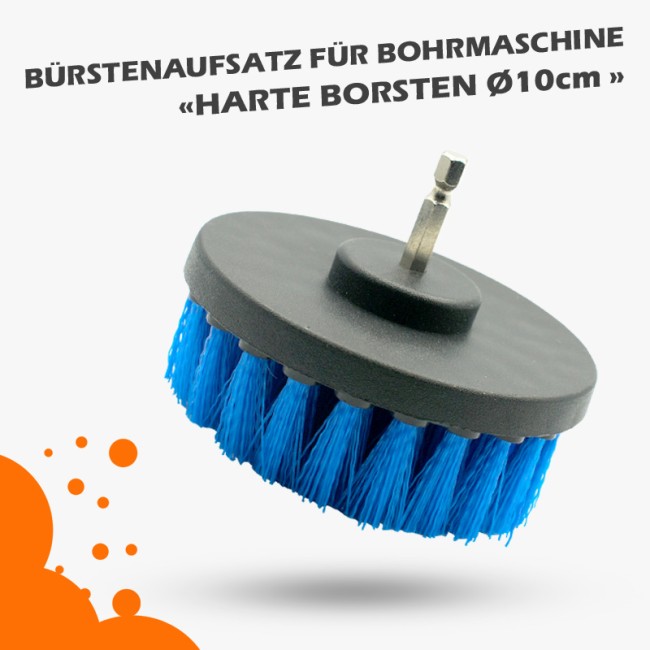 Preview: Bürstenaufsatz für Bohrmaschine, Harte Borsten Ø10cm
