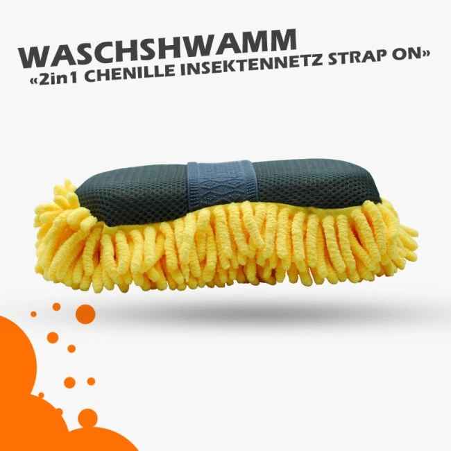 Waschschwamm 2in1 Chenille Insektennetz Strap On Yellow